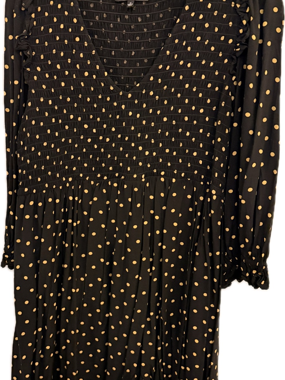 Madewell Black & Gold Polka Dot Smocked Women's dress